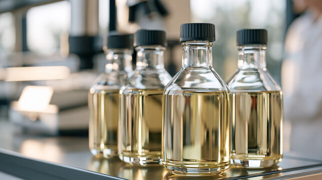 Automated laboratory equipment analyzing the authenticity of olive oil using near infrared spectroscopy, food fraud detection, edible oil quality testing, agricultural product