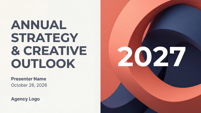 Abstract geometric presentation slide background featuring bold shapes and typography.