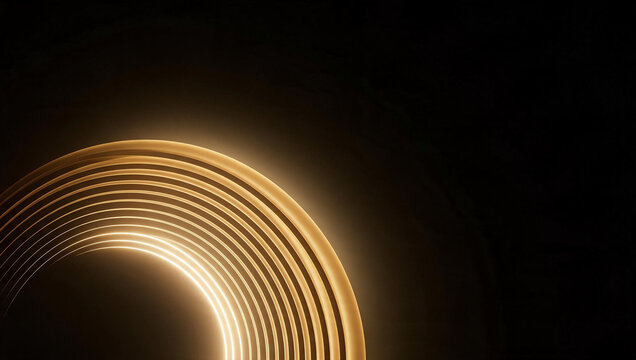 Abstract Glowing Golden Rings on Dark Background