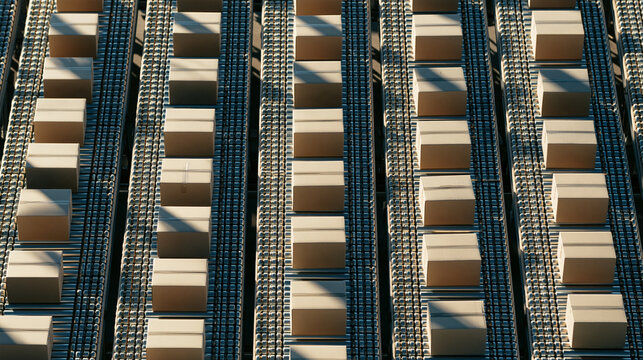 Cardboard Boxes Moving on Automated Warehouse Conveyor Belts