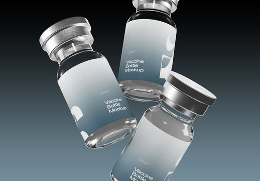 Three Vaccine Bottles Mockup