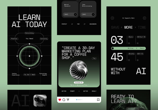 AI Education and Technology Social Media Templates