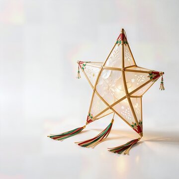 Traditional Filipino Parol Star Lantern with Tassels