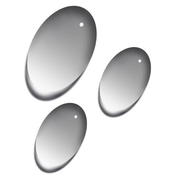 Three Silver Water Droplets on White 