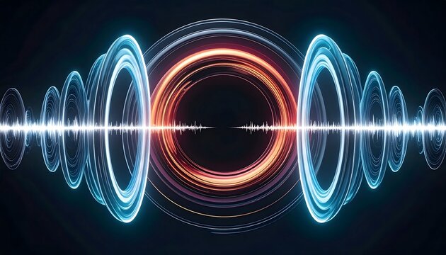 Digital sound wave visualization with energetic circular audio spectrum