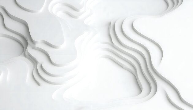 Modern Abstract White Layered Paper Art with Curves and Textures for Design