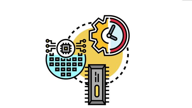 Rapid prototyping process concept stages of product development, design, and manufacturing with interconnected elements like time, technology, and electronic components