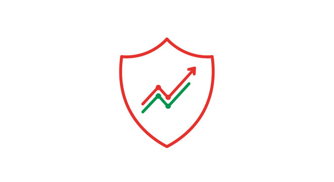Shield with green and red graph.