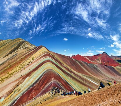 Rainbow mountains Cuzco region in Peru