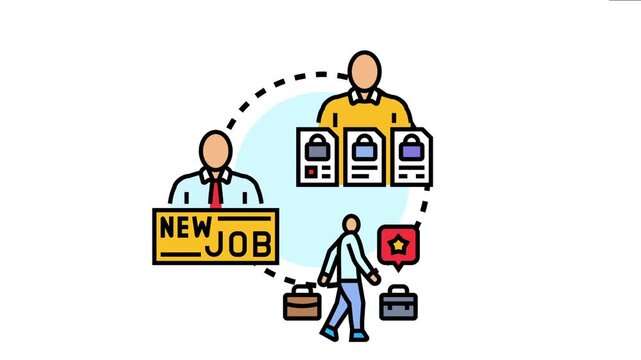 Man re entering the job market seeking employment, networking for career opportunities, interviewing for a new position, and finding a desirable work option