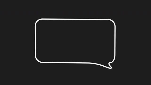 White line thinking comment bubble icon with subtle bubbles appearing in a loop. Shows a thought or message. For social media and infographics.