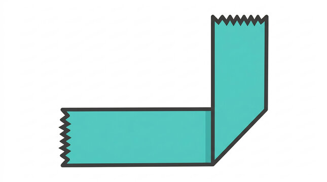 Teal adhesive washi tape strip in l shape on white background