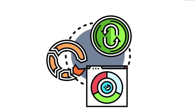 Abstract visualizing reactive data binding, representing data flow, state management, and component updates within a programming environment or system architecture