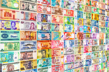 Money from different countries of the world. Mosaic of paper money. Background of money © Sergii
