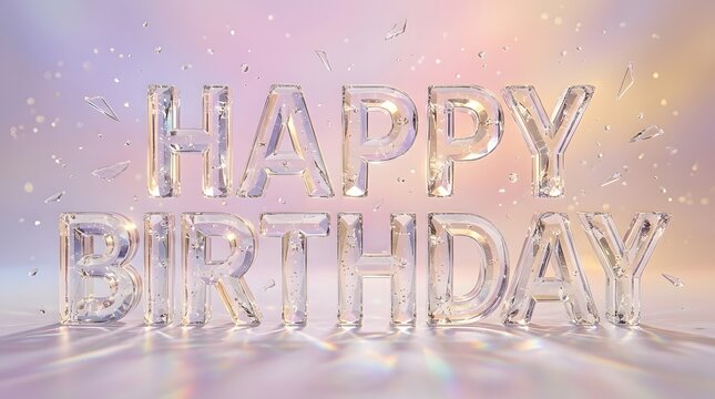 Soft ivory and blush pink Happy Birthday lettering with subtle embossed textures and delicate highlights, creating a refined and elegant birthday greeting.
