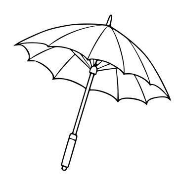Open umbrella vector illustration with clean black outline for coloring page