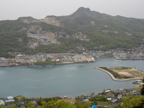 Scenic view from the top of Mount Yashima of the old Genpei War battlefield, the site of Yashima Battle - Takamatsu, Kagawa prefecture, Japan