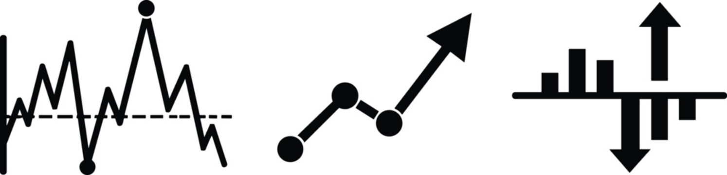 Financial Trend Analysis Icon Set with Market Volatility Growth Indicators and Upward Downward Arrows