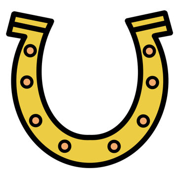 Cute Golden Horseshoe Clipart, Lucky Symbol Illustration