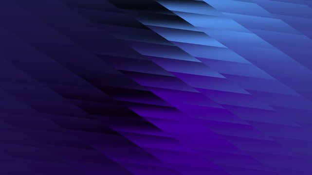 Abstract blue purple parallelogram grid pattern background. Geometric diagonal tiled scale texture loop animation. Modern tech gradient mosaic background.