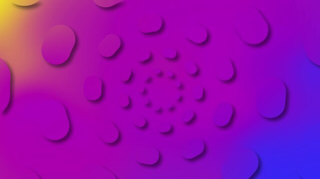 Abstract purple gradient oval dot pattern background. Circular dotted radial motion graphics animation loop. Vibrant colorful geometric wallpaper layout.