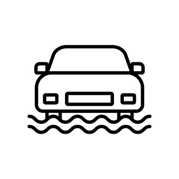 Car Floating on Water Flood Disaster Safety Icon