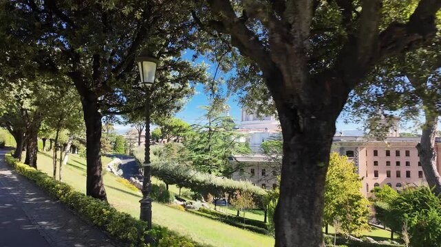 St peter basilica dome view from vatican gardens in rome