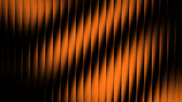 Abstract 3D ribbed glass background with orange and black gradient colors, suitable for digital wallpapers and modern graphic design project