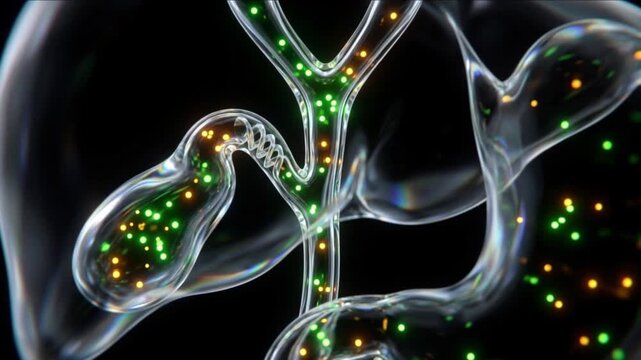 総肝管と胆嚢管および総胆管からなる胆道合流部の生体模倣結晶の様子