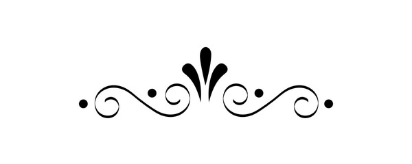 Ornate floral scroll divider with symmetrical petal motifs for wedding card stationary on transparent background. © SAYEMART