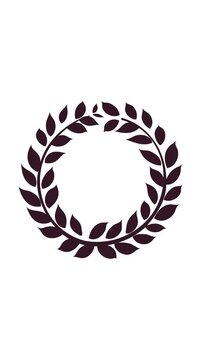 Animation of dark purple laurel wreath circle icon