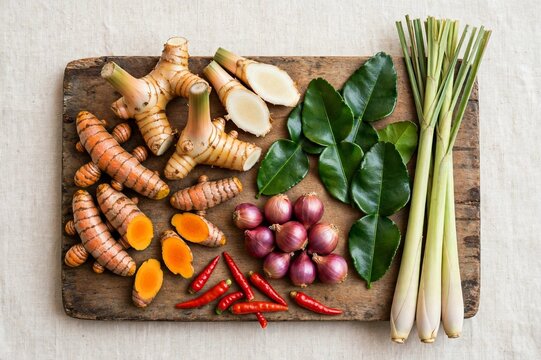 Indonesian Traditional Spices Arrangement Pasar Bumbu