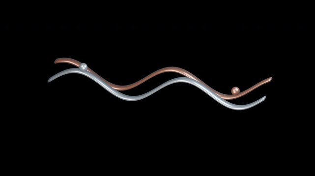 Rose gold ribbon waves loop on transparent background