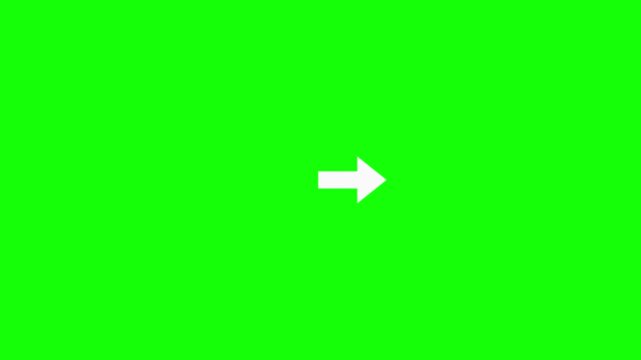 White arrow icons pointing to the right on a flat vibrant green screen background