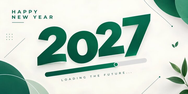 Futuristic Glass 3D Numbers 2027 Happy New Year Banner