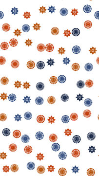 Blue and Orange Decorative Circular Motifs Pattern