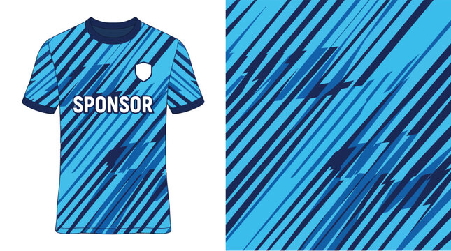 Blue and Navy Diagonal Stripe Sports Jersey Graphic Design