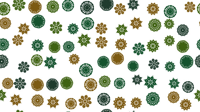 Green and brown decorative circular motifs pattern