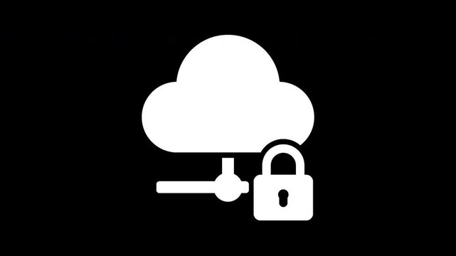 White cloud and padlock security icon gently bobs vertically featuring privacy data cybersecurity digital technology motion graphics for commercial media projects, ide, high quality video footage