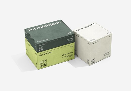 Stacked Boxes With Cube Box Mockup For Branding And Packaging Design