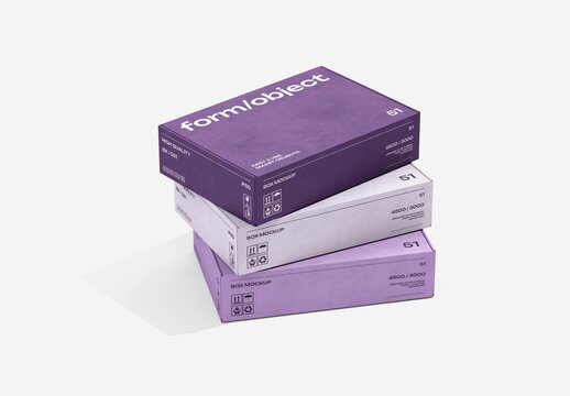 Staggered Flat Boxes Stack Mockup For Branding And Packaging Design
