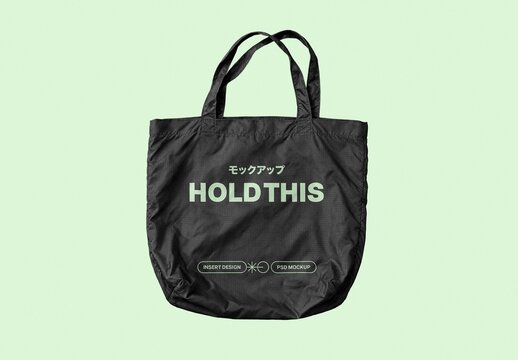 Crossed Handles Nylon Tote Bag Mockup For Branding And Merchandise Design