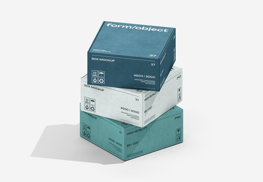 Twisted Stacked Boxes Mockup For Branding And Packaging Design