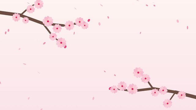 Pink Cherry Blossom Branches Swaying with Falling Petals Frame