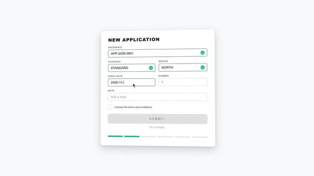 User completing an online application form submit action. 4K Video