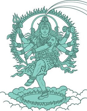 Lord Shiva and Parvati Hindu god Design Element. Sketch or Drawing of Shiva Parvati Outline Editable Vector Illustration