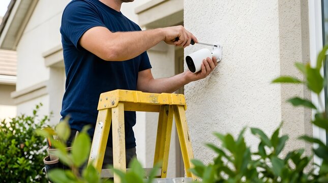 Professional security camera installation, home surveillance system setup, smart home technology
