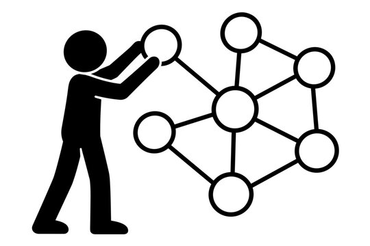 Stick Figure Connecting Circles to Build a Network of Ideas