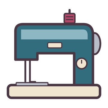 Domestic sewing machine, isolated vector icon