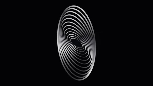A mesmerizing optical illusion featuring shimmering metallic rings intertwined within endless depth, creating dizzying visual rotation that draws human perception straight into its hypnotic